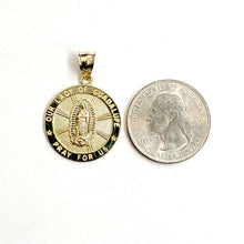 Load image into Gallery viewer, 10k gold round virgin Mary Guadalupe pendant charm gift fine jewelry 0.86" 2.6g
