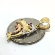 Load image into Gallery viewer, New 14k tri color Gold 3 dolphins Pendant charm gift fine jewelry for her 2.4g
