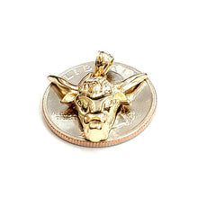 Load image into Gallery viewer, New 14k yellow Gold taurus bull head zodiac Pendant charm fine gift jewelry 3.7g
