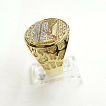 Load image into Gallery viewer, 10k two tone gold last supper religious men&#39;s Ring diamond cut jewelry Size 9.5
