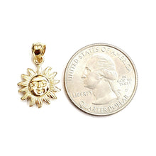Load image into Gallery viewer, 14k yellow gold solid sun sol pendant charm astrology fine jewelry 0.55" 2.4g
