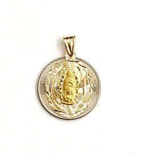 Load image into Gallery viewer, 14k yellow gold oval virgin Mary Guadalupe religious pendant diamond cut 2.2g
