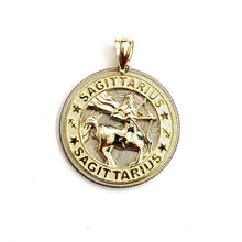 Load image into Gallery viewer, 10k yellow Gold round Sagittarius Archer Zodiac Sign Pendant fine jewelry 2.6g
