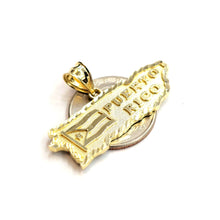 Load image into Gallery viewer, New 10k yellow gold Puerto Rico outline map pendant charm gift fine jewelry 3.7g

