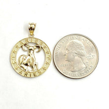 Load image into Gallery viewer, 10k yellow solid Gold round Ram Aries Zodiac Sign Pendant fine jewelry 2.4g
