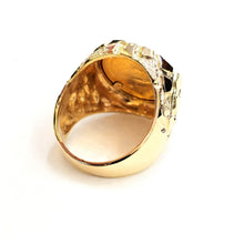 Load image into Gallery viewer, 14K Gold nugget coin ring size 10.5 14.4g 5 dollar 1/10 oz 22k American Eagle

