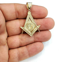 Load image into Gallery viewer, New 10k yellow solid Gold Freemason Masonic Pendant charm jewelry fine gift 5.6g
