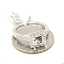 Load image into Gallery viewer, 0.50Ct Natural Diamond 14k White Gold Semi Mount halo Ring square center sz 6.5

