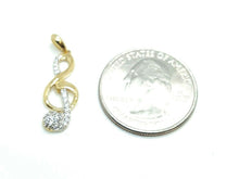 Load image into Gallery viewer, 14k solid yellow Gold music sign Pendant cubic zirconia fine jewelry 1.3g
