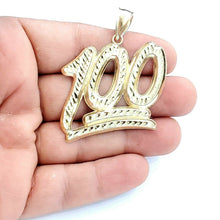Load image into Gallery viewer, New 10K Solid Yellow Gold Diamond Cut One Hundred 100 Charm Pendant jewelry 8.3g
