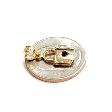 Load image into Gallery viewer, 14KT Yellow Gold tiny padlock with heart pendant charm gift Fine Jewelry 1.3g
