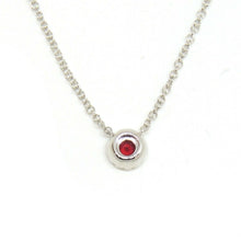 Load image into Gallery viewer, New 14k white Gold 0.18Ct real Diamond &amp; ruby necklace gift 18&quot; adjustable chain
