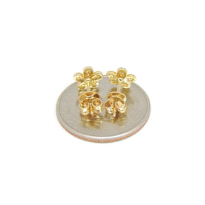 14k yellow Gold 0.16Ct Round Diamond flower stud Earrings Push Back Fastening