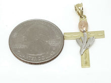 Load image into Gallery viewer, New 14k 3 color gold cross rose pendant charm fine gift religious jewelry 2g
