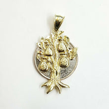 Load image into Gallery viewer, 10k yellow gold dollar sign money bag tree lucky pendant charm fine jewelry 2.5g
