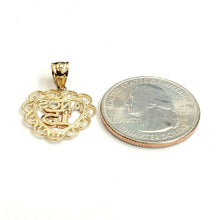 Load image into Gallery viewer, New 14k tri color Gold heart 15 años 15 years Pendant charm fine jewelry 1.3g
