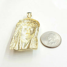 Load image into Gallery viewer, 10k yellow gold Jesus face head pendant charm fine men's religious jewelry 12.6g
