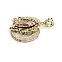 Load image into Gallery viewer, New 10k multi color Gold virgin horseshoe Pendant lucky fine jewelry unisex 3.2g
