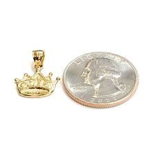 Load image into Gallery viewer, 14k yellow Gold Tiny Queen Crown Tiara Pendant charm gift fine jewelry 1.1g
