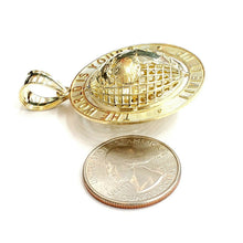 Load image into Gallery viewer, 10k yellow gold round globe planet earth world map pendant 2 sides 3D gift 11.7g
