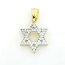 Load image into Gallery viewer, 14k yellow gold star of David Israel pendant cubic zirconia fine jewelry 1.7g
