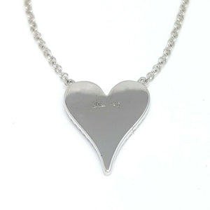 14k white Gold 0.21Ct Diamond heart necklace gift for her 18" adjustable chain