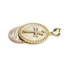 Load image into Gallery viewer, 10k yellow gold round Egyptian ankh cross pendant 1.18" religious jewelry 5.2g
