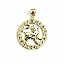 Load image into Gallery viewer, New 14k yellow Gold round lion Leo zodiac sign Pendant charm fine jewelry 2.6g
