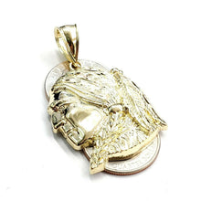 Load image into Gallery viewer, New 10k solid yellow Gold Chief face head Pendant diamond cut fine jewelry 9.2g
