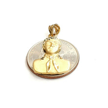 Load image into Gallery viewer, 14k yellow gold Jesus Malverde Narco saint Sinaloa pendant charm fine gift 2.2g
