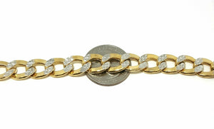 New Men's Women's 10K two tone Gold hollow Cuban Link bracelet 10.75mm 9" 17.3g