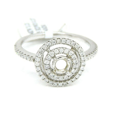 Load image into Gallery viewer, 0.37Ct Natural Diamond 14k White Gold Semi Mount halo Ring round center size 6.5
