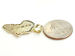 10k yellow gold Africa continent outline map pendant charm fine gift unisex 2.7g