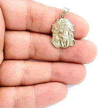 Load image into Gallery viewer, 10k yellow gold Jesus face head pendant charm fine religious jewelry unisex 2.5g

