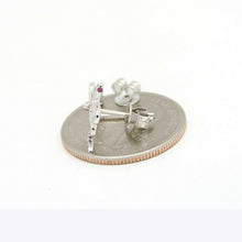 Load image into Gallery viewer, New 14k white Gold 0.16Ct Round Diamond snake stud Earrings Push Back fine gift
