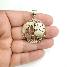 Load image into Gallery viewer, 10k yellow gold round globe planet earth world map pendant jewelry 1.34" 5g
