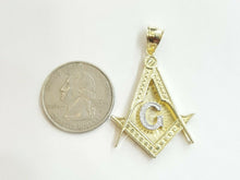 Load image into Gallery viewer, 10k two-tone solid Gold Freemason Masonic Pendant charm jewelry fine gift 5.3g
