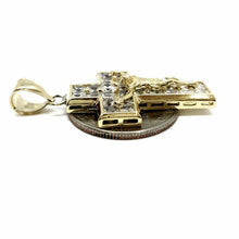 Load image into Gallery viewer, New 14k yellow gold cross Jesus pendant cubic zirconia religious jewelry 6g
