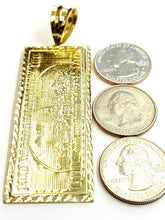 Load image into Gallery viewer, 10k yellow gold 100 dollar bill 2.71" money lucky pendant fine jewelry 12.7g
