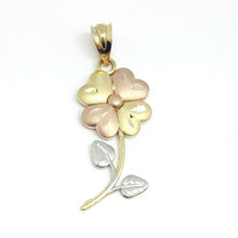 Load image into Gallery viewer, 14k 3 color Gold flower Pendant charm fine jewelry gift for her diamond cut 1.6g
