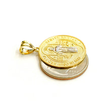 Load image into Gallery viewer, 14k gold two tone round saint Benedict San Benito pendant religious 0.96" 3.6g

