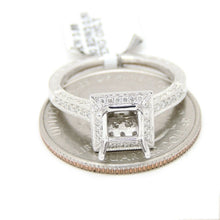Load image into Gallery viewer, 0.50Ct Natural Diamond 14k White Gold Semi Mount halo Ring square center sz 6.5
