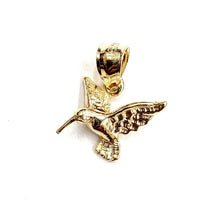 Load image into Gallery viewer, 14k yellow Gold Tiny Solid 3D Hummingbird Pendant charm fine gift jewelry 1g
