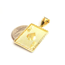Load image into Gallery viewer, 10k yellow Gold Ace of spade Pendant playing card gambling fine jewelry 4.9g
