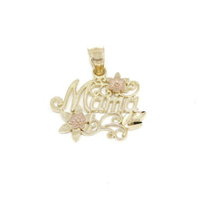 Load image into Gallery viewer, New 14k 2 color Gold mama madre mother flower Pendant charm fine women gift 1.8g
