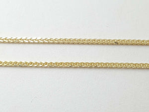 New 14K Yellow Gold 0.8mm Square Spiga Wheat Chain Necklace fine gift 1.8g 22"