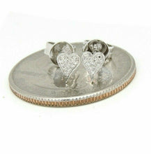 Load image into Gallery viewer, 14k white Gold 0.05Ct Round Diamonds heart stud Earrings Push Back Fastening
