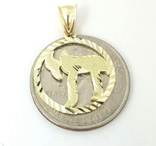 Load image into Gallery viewer, 10k yellow gold round chai Jewish kabbalah god pendant charm jewelry 0.76" 1.6g

