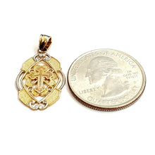Load image into Gallery viewer, 14k solid 3 color gold cross Pendant charm fine gift religious jewelry unisex 2g
