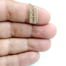 Load image into Gallery viewer, 14k yellow gold tiny razor blade pendant charm Fine Jewelry Gifts unisex 0.7g

